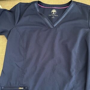 Navy healing hands scrub top